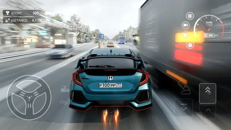 Cars lined up in the Traffic Racer Open World garage